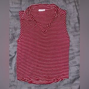 Red and white striped top
